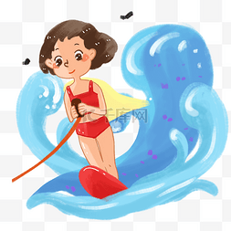 暑假休闲图片_夏天暑假水上运动手绘插画