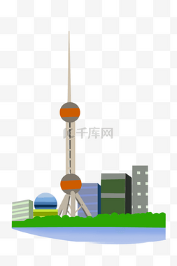 上海东方明珠塔简笔画图片_地标性建筑东方明珠塔