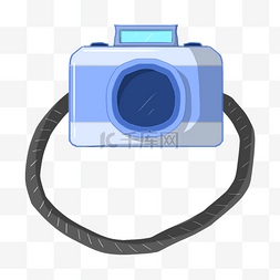 蓝色的旅行照相机插画