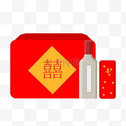 年货礼盒图片_新年年货白酒插画