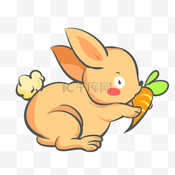 小兔子萝卜图片_手绘动物兔子插画
