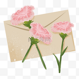 女生节图片_卡通手绘温馨母爱花朵之信封与康