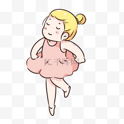 小女孩舞蹈图片_手绘卡通跳芭蕾的女孩