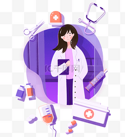 广告设计图片_职业主题之医生卡通插画设计