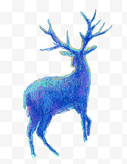 高贵大气图片_手绘卡通紫色线条麋鹿免扣元素