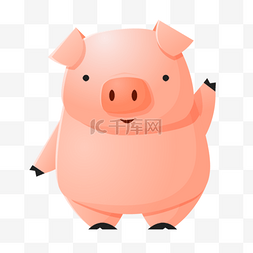 剪纸风格的可爱小猪