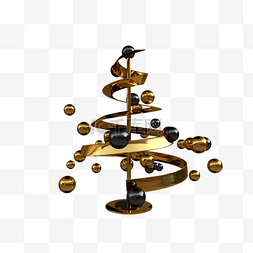 黑色创意几何电商图片_C4D黑金圣诞树
