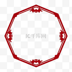 古风婚礼边框图片_八边形中国风古典红色边框PNG素材