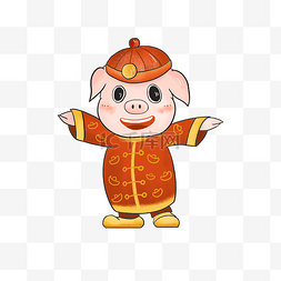 中国风猪年卡通金猪形象