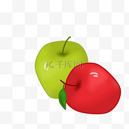 红色苹果图片_卡通两个苹果插画