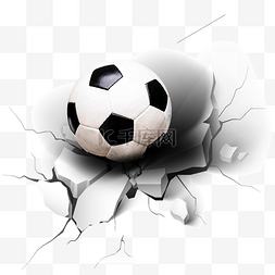 世界杯足球墙面破裂效果