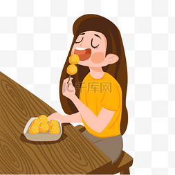 创意美食图图片_卡通吃美食的女孩下载