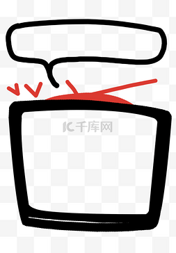 二维码框图片_黑色手绘通用电视机二维码边框