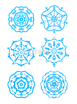 冬季蓝色圣诞节雪花装饰元素