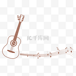 吉他图片_褐色吉他五线谱分割线