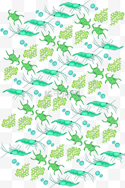 海洋卡通图片_绿色的龙虾底纹插画