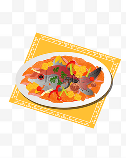 美食广告图片_矢量手绘卡通红烧鱼