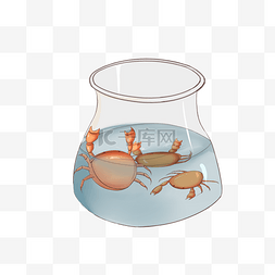 手绘瓶装螃蟹插画