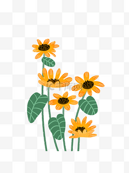 黄色图案图片_卡通可爱手绘花朵花卉花束彩色设