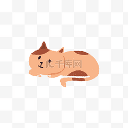 卡通趴着的插画猫咪免抠