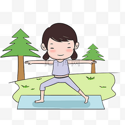 瑜伽动作图片_可爱女生卡通瑜伽动作