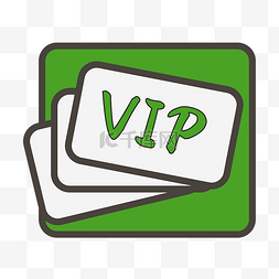 vip扁平图标图片_绿色手绘圆角VIP会员元素