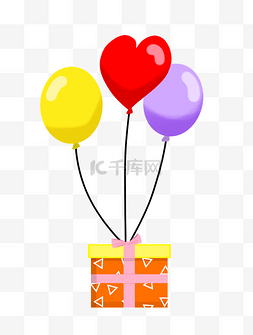 红色气球图片_心形气球礼物插画