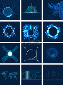 数据图片_电子科技蓝色质感炫酷图形
