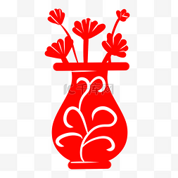 花瓶花纹图片_红色植物花瓶