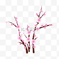粉色梅花树图片_手绘粉色梅花插画