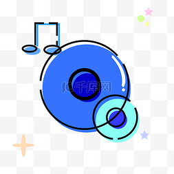 音乐音乐符号图片_蓝色的音乐光碟插画
