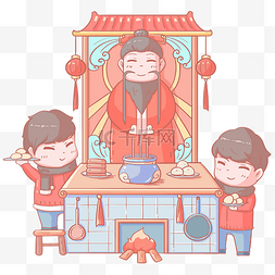 小年图片_2019农历新年小年祭灶王卡通手绘