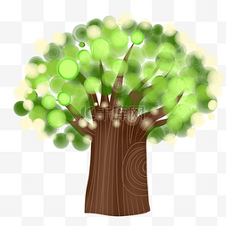 绿色树叶圆圈手绘图片_绿色圆圈创意树