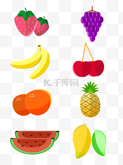 清新简约大暑图片_3D风卡通简约水果植物装饰套图