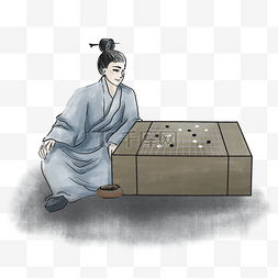 少年中国风图片_水墨复古中国风围棋少年