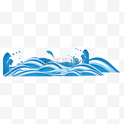 海浪线条图片_蓝色波纹海浪素材设计