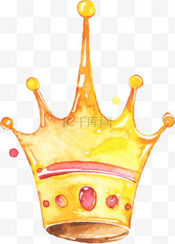 公主手绘皇冠图片_水彩手绘公主金色皇冠