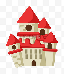 红色屋顶城堡插画