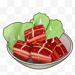 手绘食物食物图片_卡通手绘红烧肉插画