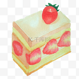 草莓蛋糕手绘图片_粉色草莓蛋糕免抠图