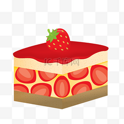 红色草莓蛋糕PNG免抠