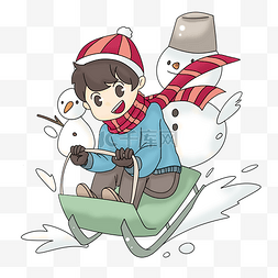 冬季旅行人物和雪人