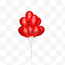 漂浮元素节日气球图片_一束红色漂浮气球