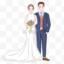 西式鱼尾裙婚纱婚礼插画