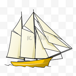 帆船卡通手绘插画