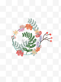 小清新植物花环图片_手绘水彩小清新植物花环元素设计