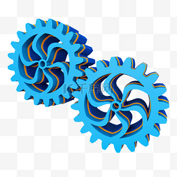 蓝色科技立体齿轮C4D装饰素材