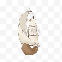 矢量手绘轮船图片_手绘帆船游玩插画