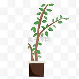手绘绿色植物盆栽图片_手绘植物盆栽卡通素材