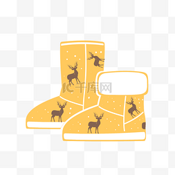 冬季系列麋鹿雪花鞋子png图